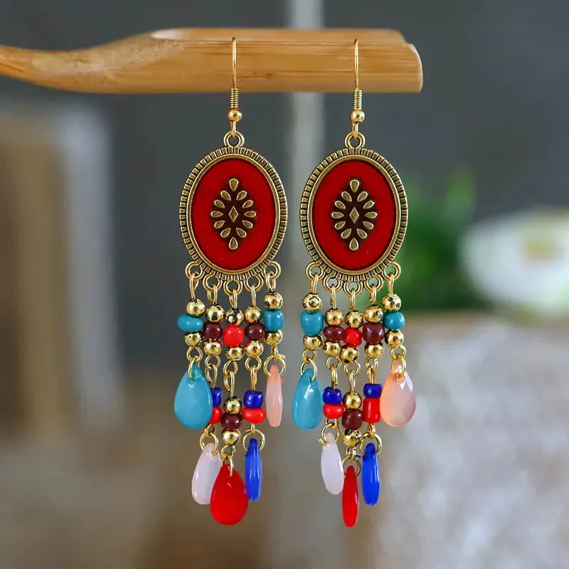 Bohemian Beaded Tassel Earrings