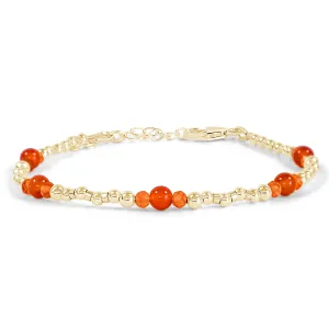 Bohemian Carnelian Crystal Precious Metal Beaded Bracelet