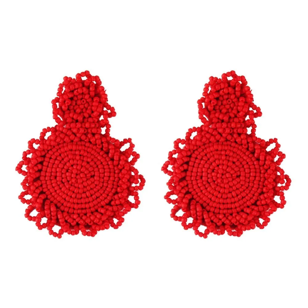Bohemian Handmade Colorful Round Big Pendant Earrings