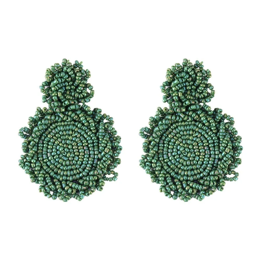 Bohemian Handmade Colorful Round Big Pendant Earrings