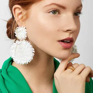 Bohemian Handmade Colorful Round Big Pendant Earrings