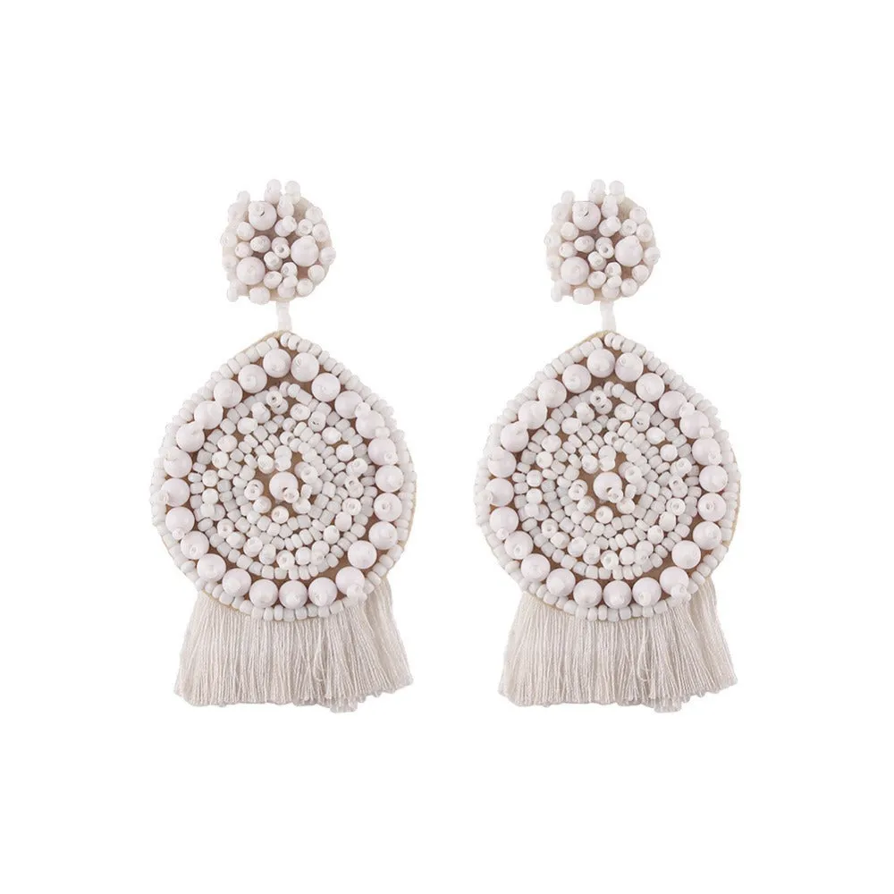Bohemian Handmade Colorful Round Big Pendant Earrings