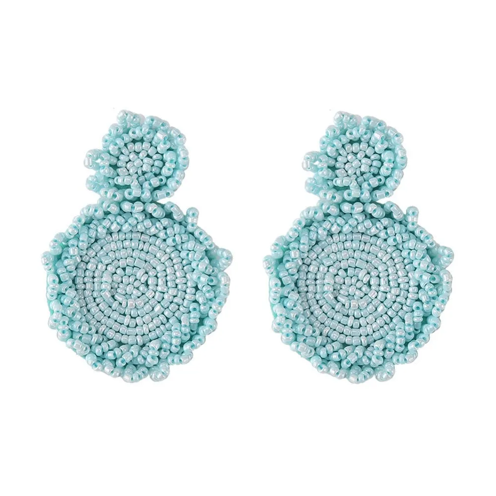 Bohemian Handmade Colorful Round Big Pendant Earrings
