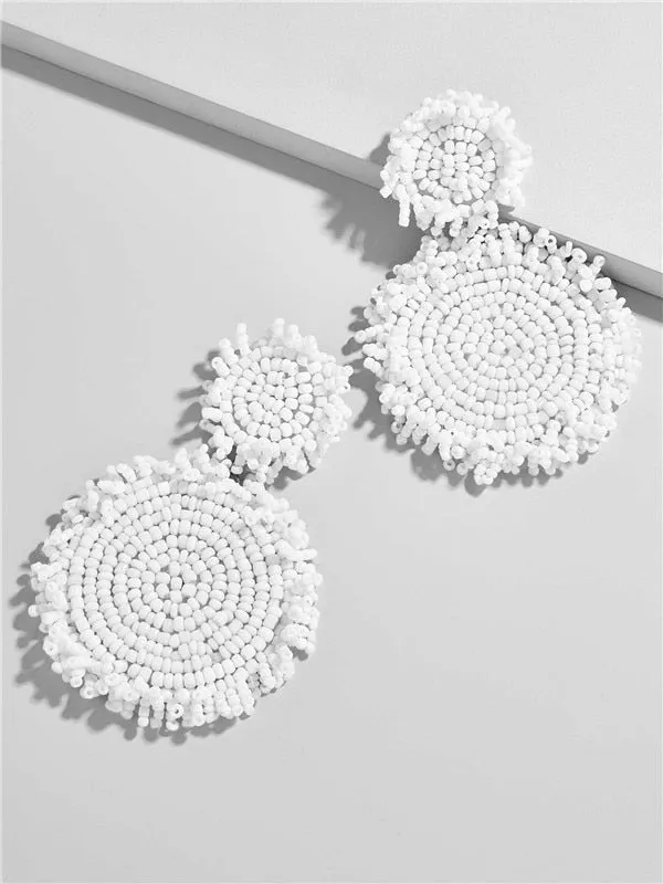 Bohemian Handmade Colorful Round Big Pendant Earrings