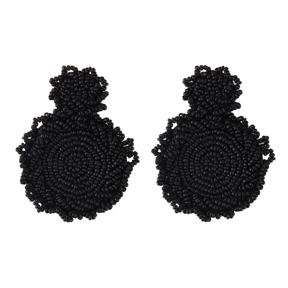 Bohemian Handmade Colorful Round Big Pendant Earrings