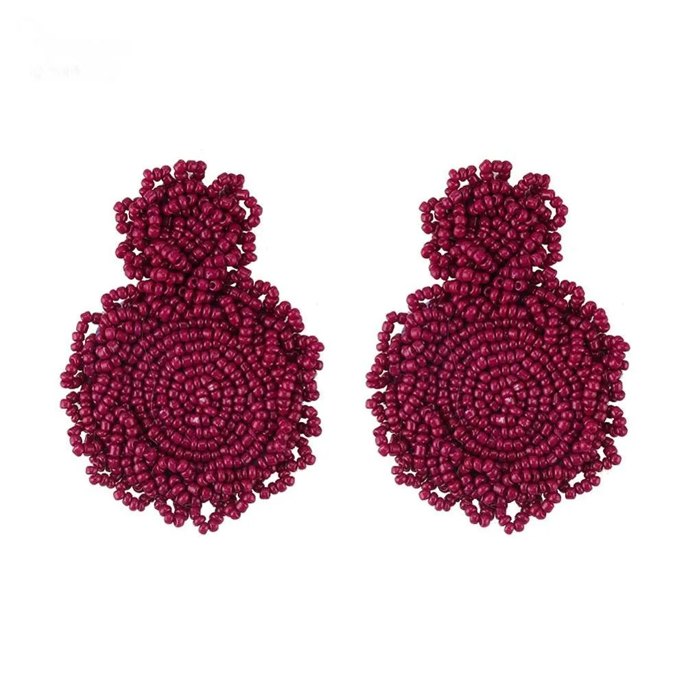 Bohemian Handmade Colorful Round Big Pendant Earrings