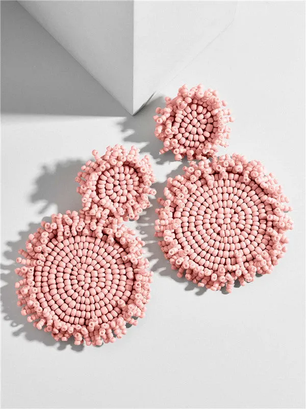 Bohemian Handmade Colorful Round Big Pendant Earrings