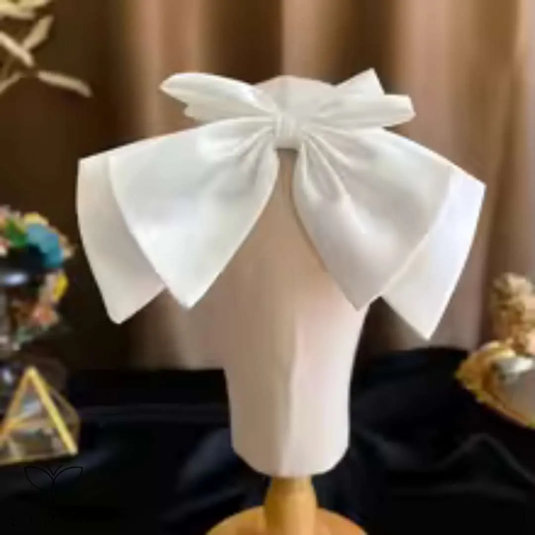 Bridal Bow Veil Headdress with Ivory Tulle