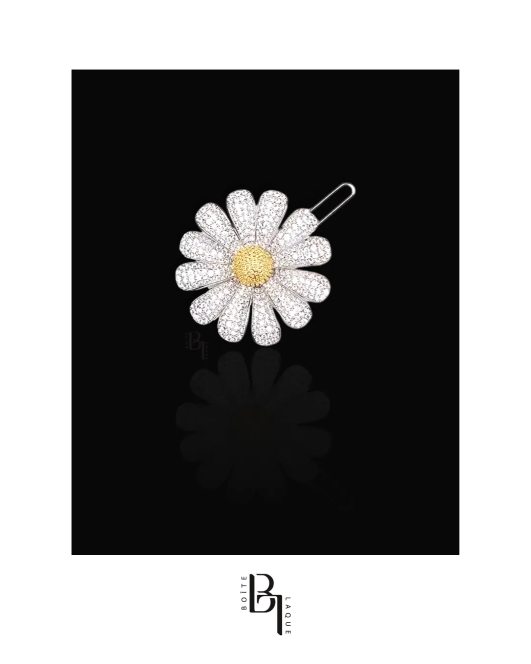 Bridal Daisy 14k White Gold Hair Pin with Set of Signature Silver Bobby Pins