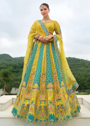 Bridal Green & Rama Heavy Embroidered Designer Lehenga Choli