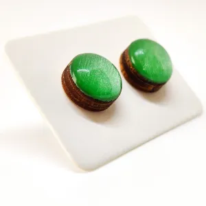 Bright Jade Green Shimmer Stud Earrings by Candi Cove Designs