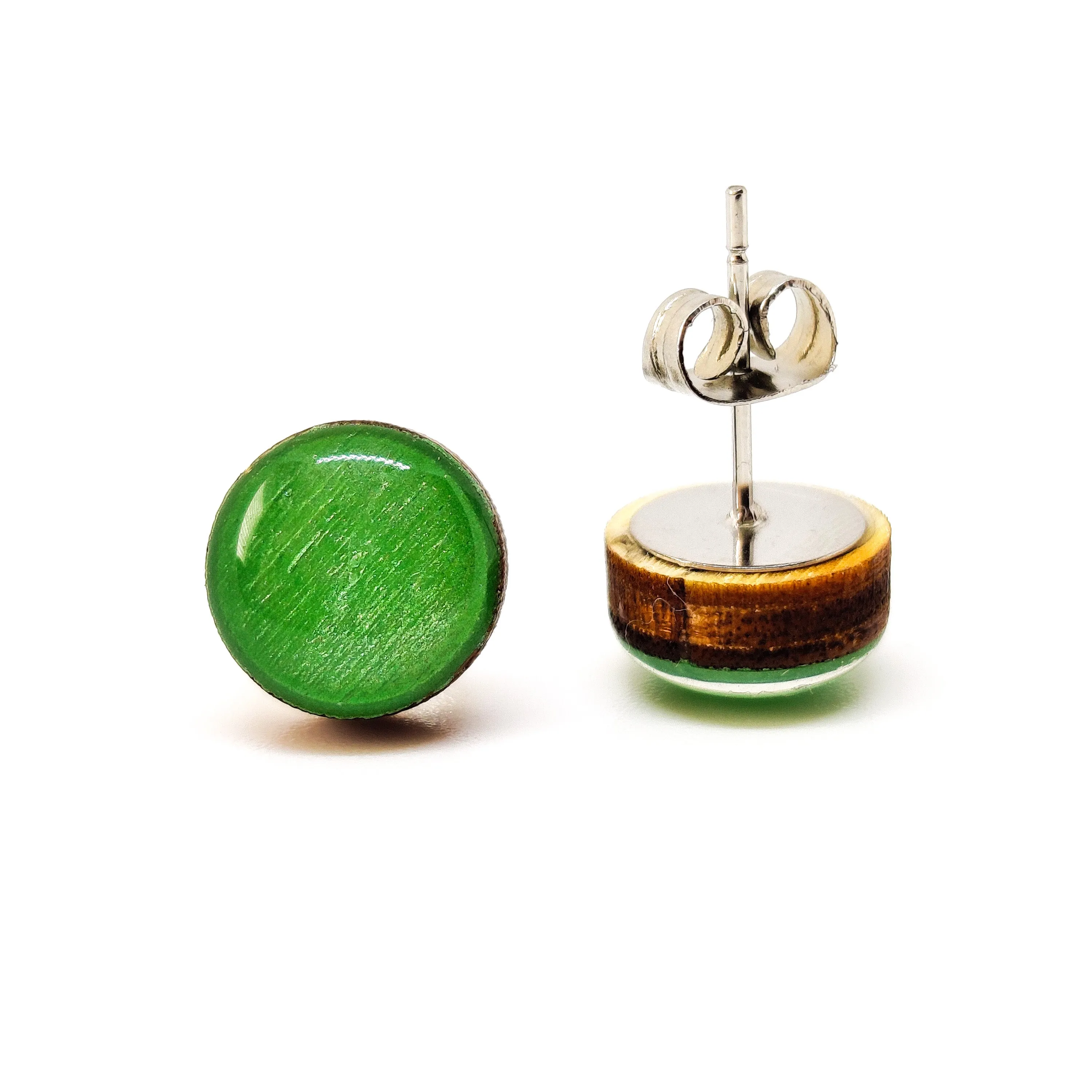 Bright Jade Green Shimmer Stud Earrings by Candi Cove Designs
