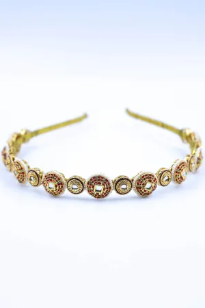 Broach Embellished Gold Hairband