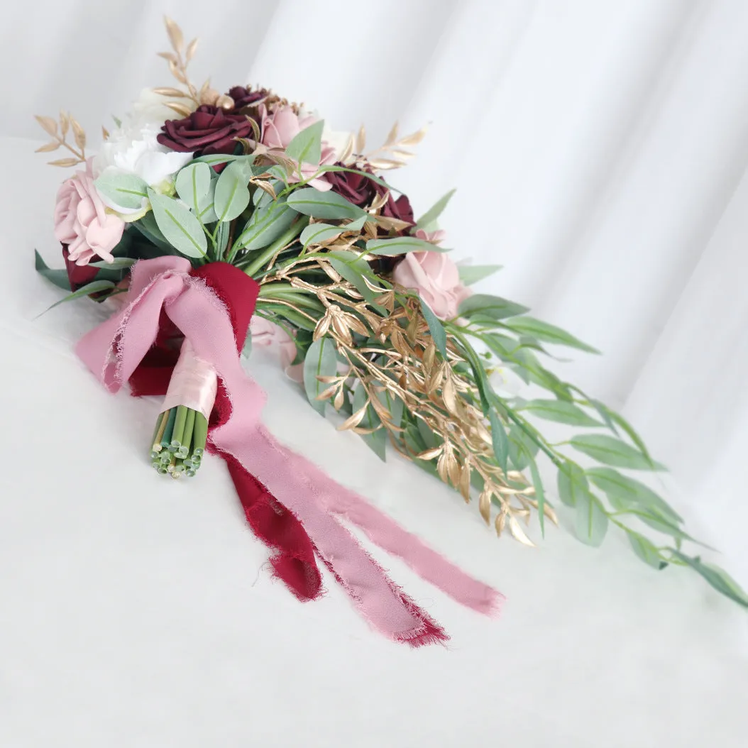 Bulk Wedding Dusty Rose Cascading Rose Bridal Bouquet Peony Bridal Bouquet Wholesale