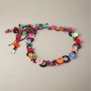 BUNDLE: 2 Piece Pom Pom Boho Hmong Multicolor Beaded Belt - Thailand