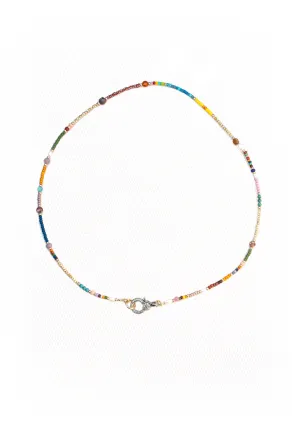 Catherine Michiels Silver Ruby Pearl Japanese Seed Bead Necklace
