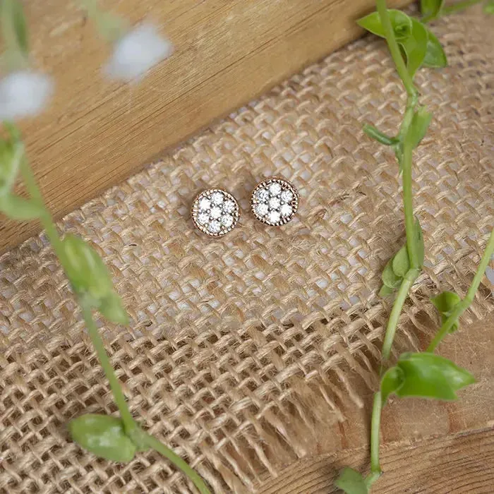 Chunky CZ Rosegold Circular Studs