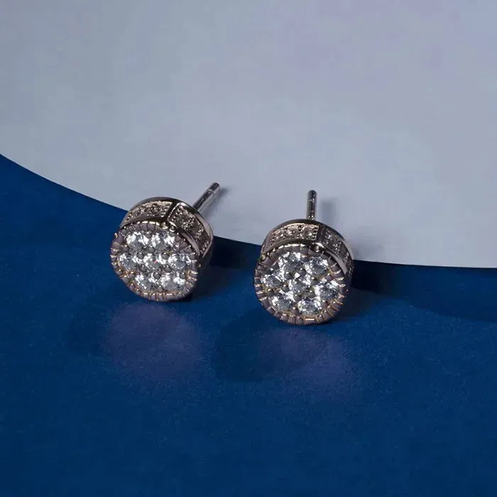 Chunky CZ Rosegold Circular Studs
