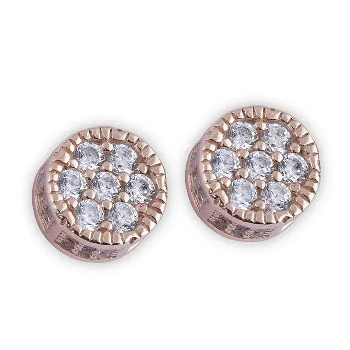 Chunky CZ Rosegold Circular Studs