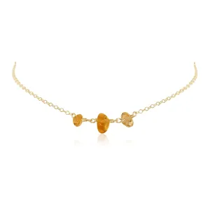Citrine Beaded Chain Choker Necklace