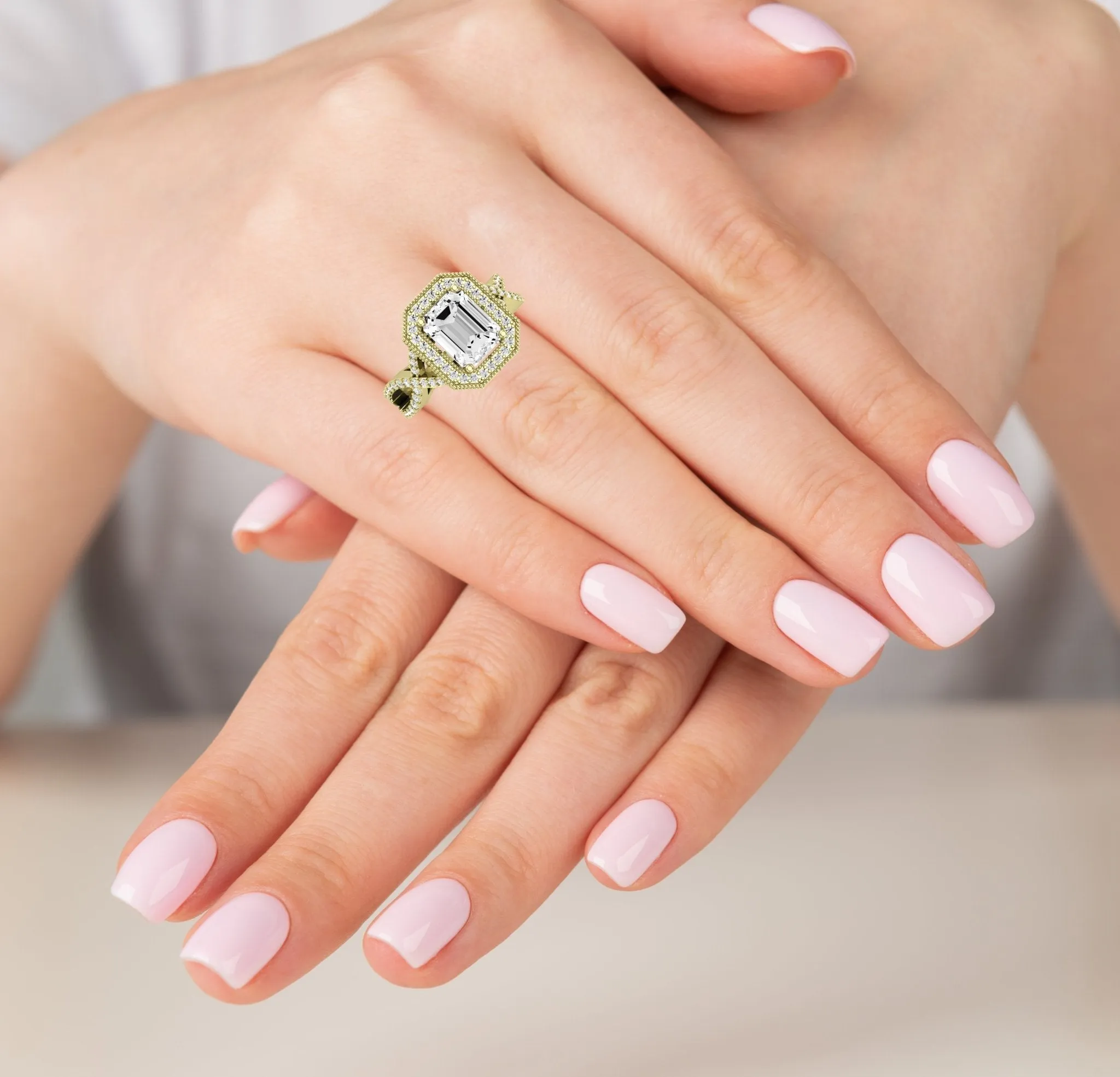 Clover - Emerald Diamond Engagement Ring