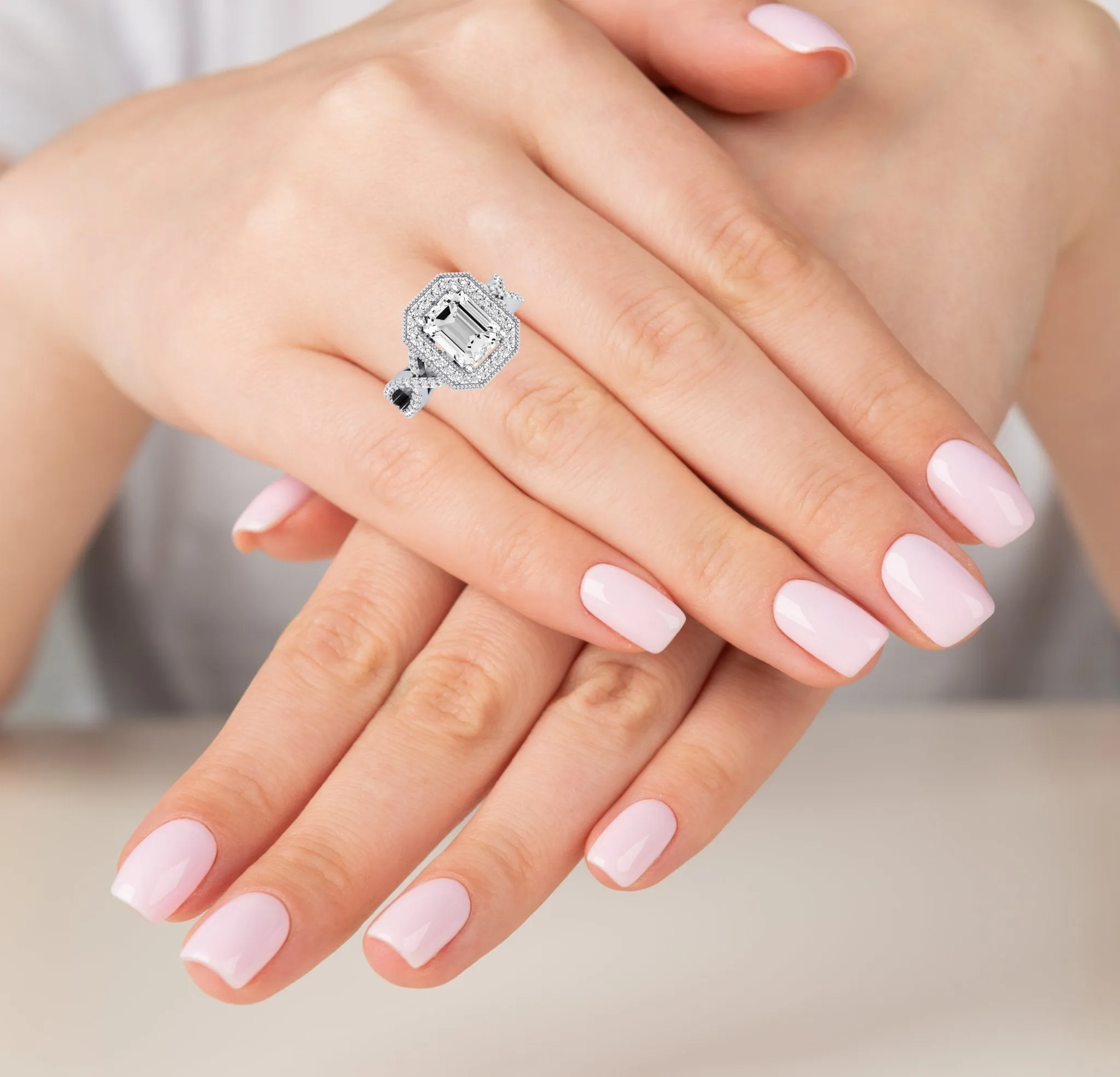 Clover - Emerald Diamond Engagement Ring