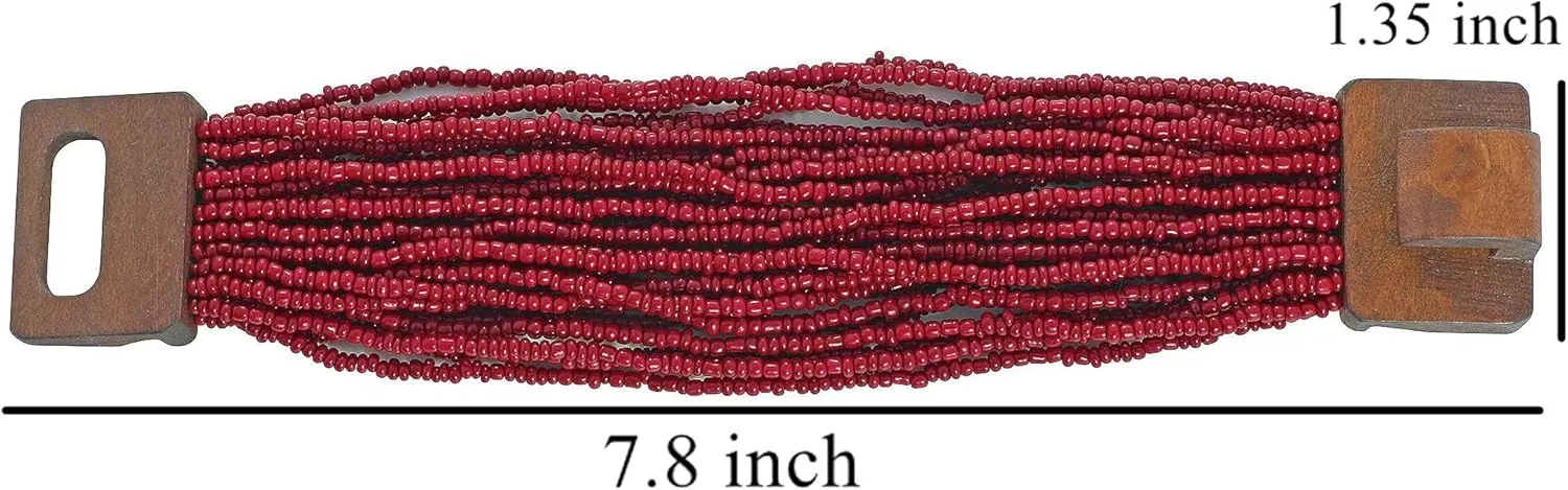 Coiris Multi Layers Seed Beads Wide Bangle Strand Bracelet for Women (BR1167)