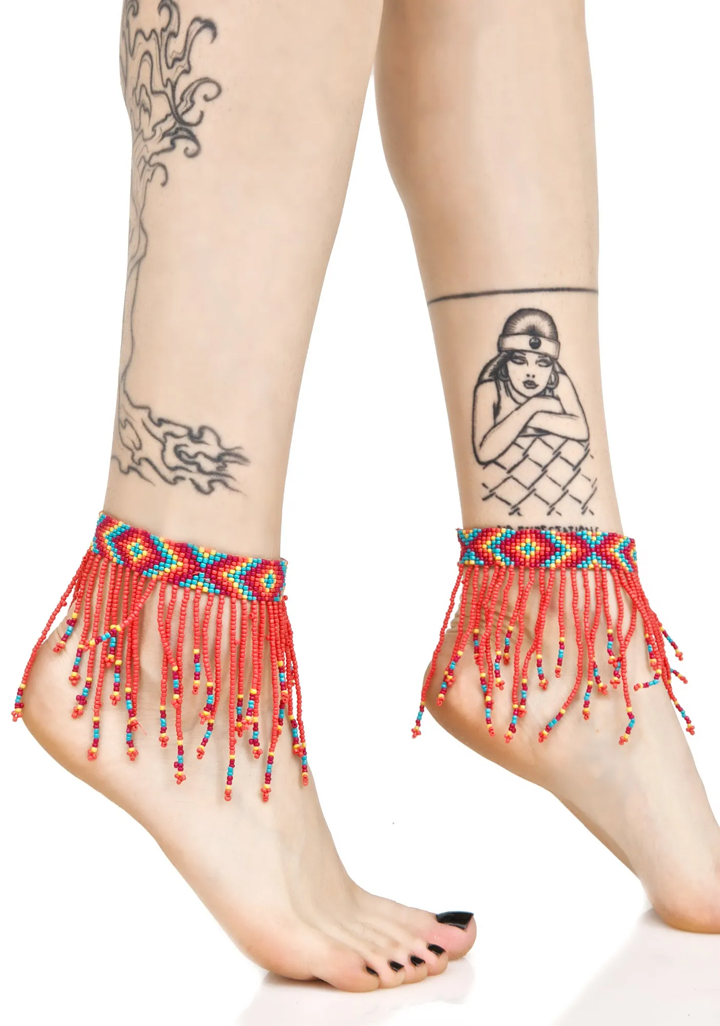 Colored Rain Beaded Ankle Wraps