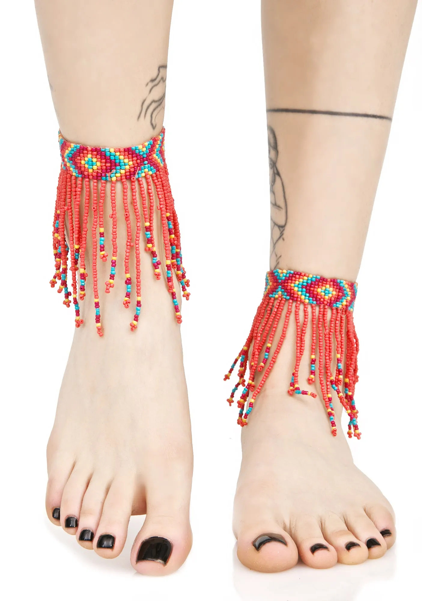 Colored Rain Beaded Ankle Wraps