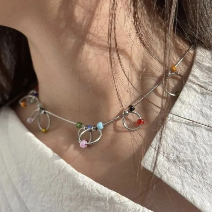 Colorful Beaded Chain Choker