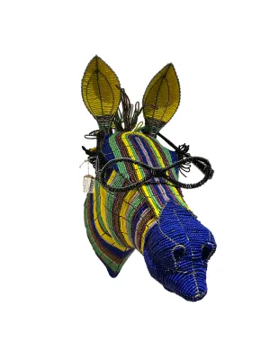 Colorful Zebra Trophy Head with Glasses