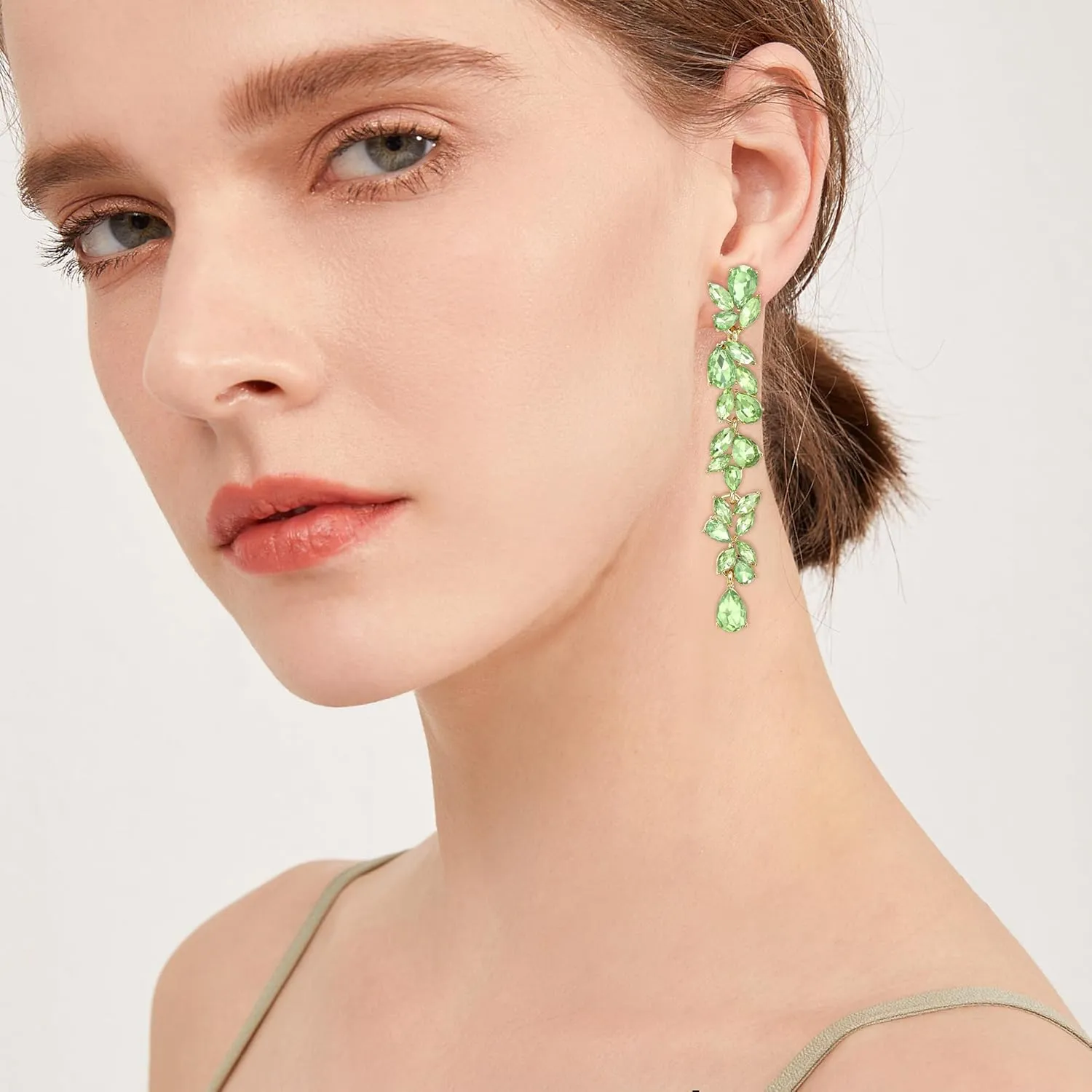 Crysdue Wedding Bridal Earrings for Bride Bridesmaid, Rhinestone Cluster Silver/14K/Rose Gold Plated Chandelier Drop Dangle Earring for Pageant Prom Party