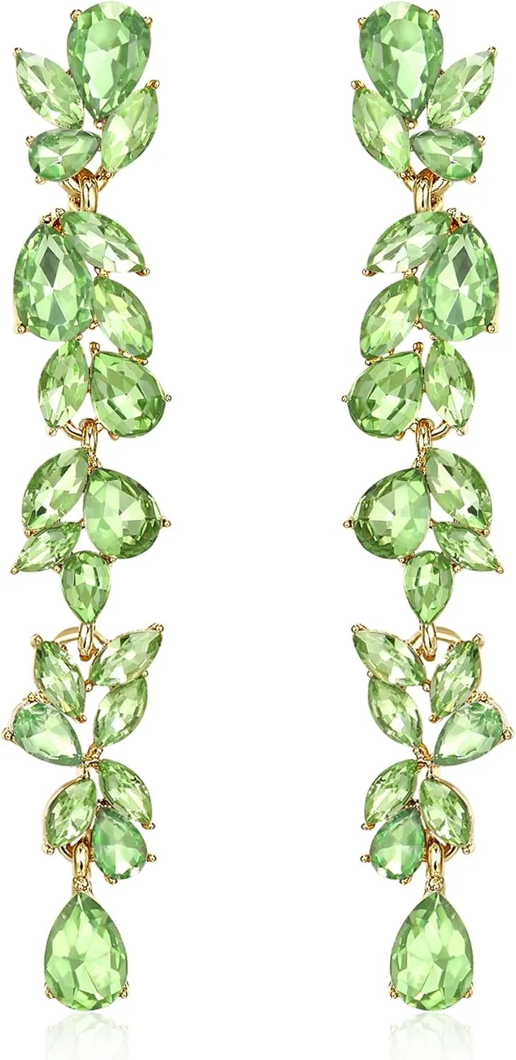 Crysdue Wedding Bridal Earrings for Bride Bridesmaid, Rhinestone Cluster Silver/14K/Rose Gold Plated Chandelier Drop Dangle Earring for Pageant Prom Party