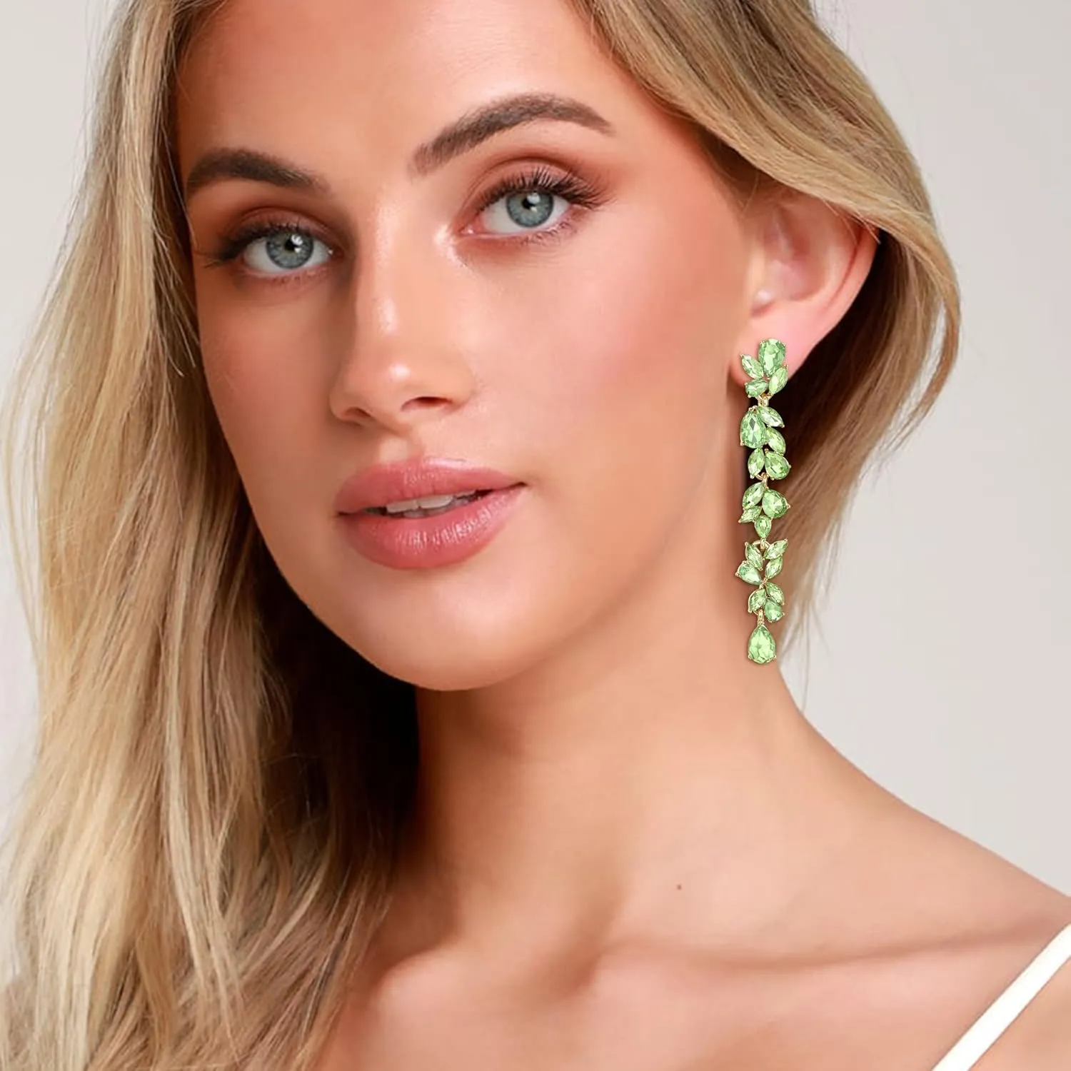 Crysdue Wedding Bridal Earrings for Bride Bridesmaid, Rhinestone Cluster Silver/14K/Rose Gold Plated Chandelier Drop Dangle Earring for Pageant Prom Party