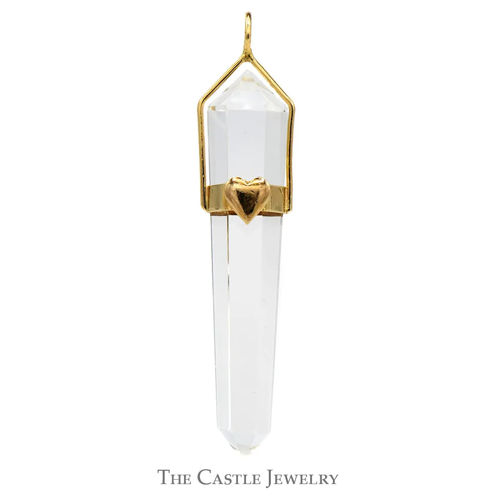 Crystal Pendant in 14k Yellow Gold Heart Designed Mount