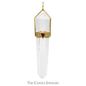 Crystal Pendant in 14k Yellow Gold Heart Designed Mount