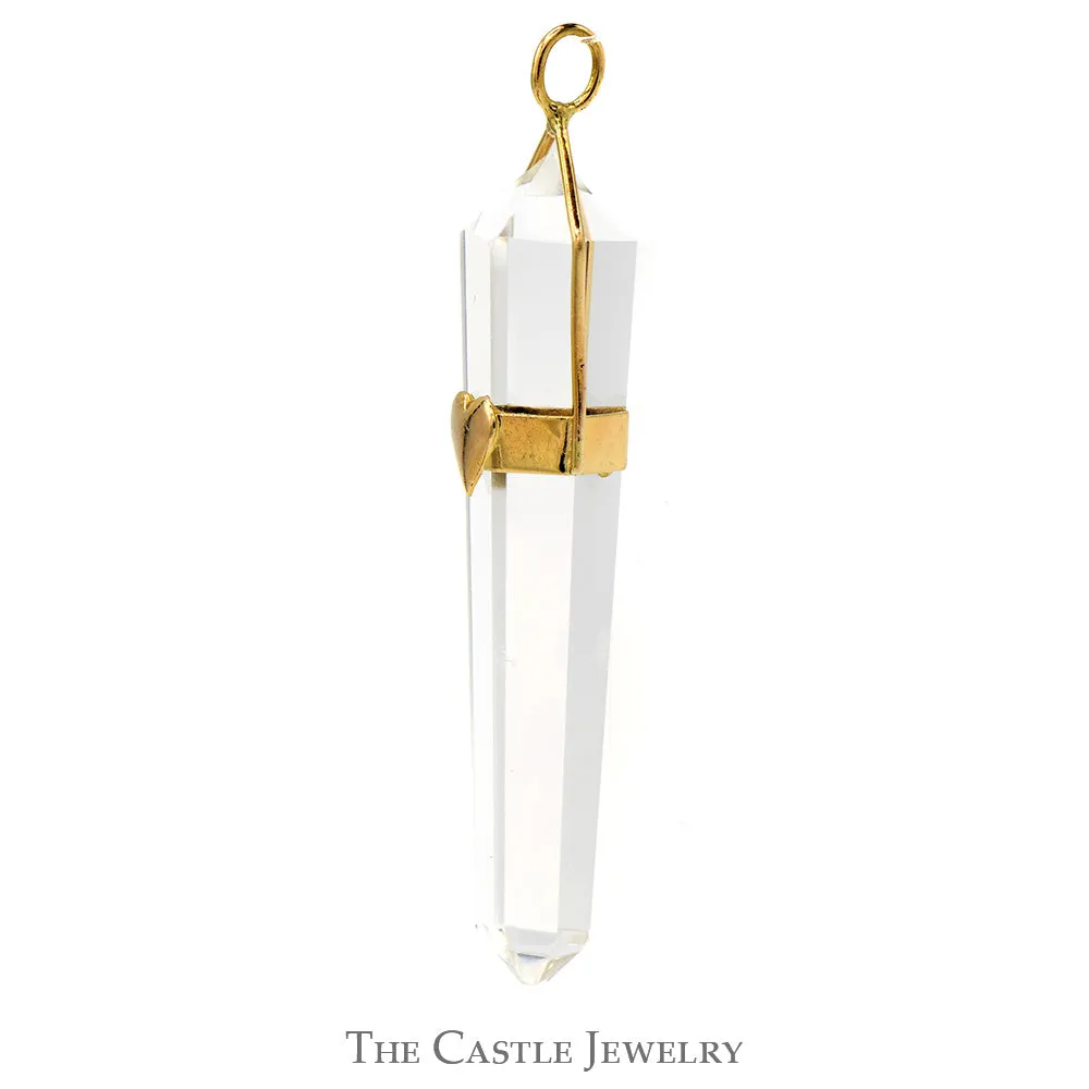 Crystal Pendant in 14k Yellow Gold Heart Designed Mount