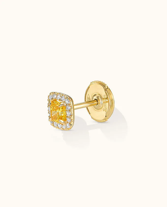 Cushion-Cut Deep-Yellow Diamond studs