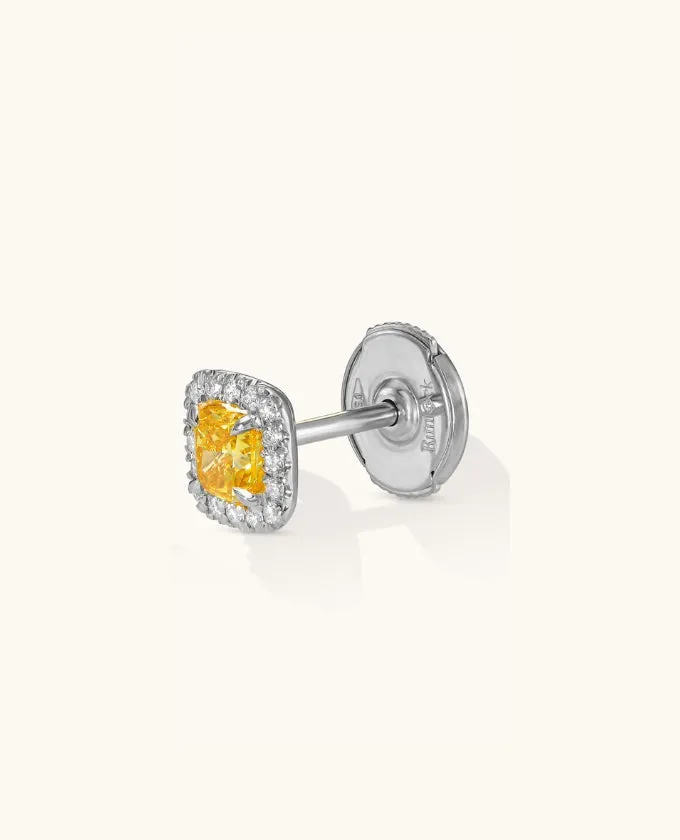 Cushion-Cut Deep-Yellow Diamond studs