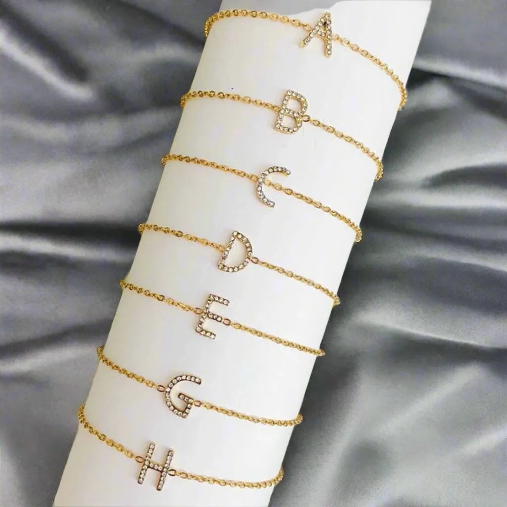 Dainty Sparkle Initial Bracelet
