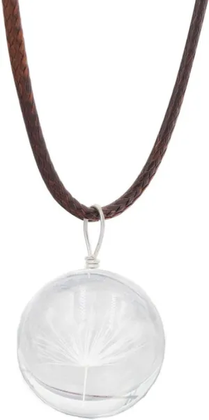 Dandelion Necklace Real Dandelion Seed Inlaying Crystal Ball Necklace Dried Pressed Flower Pendant Necklace Flower Lovers Gift