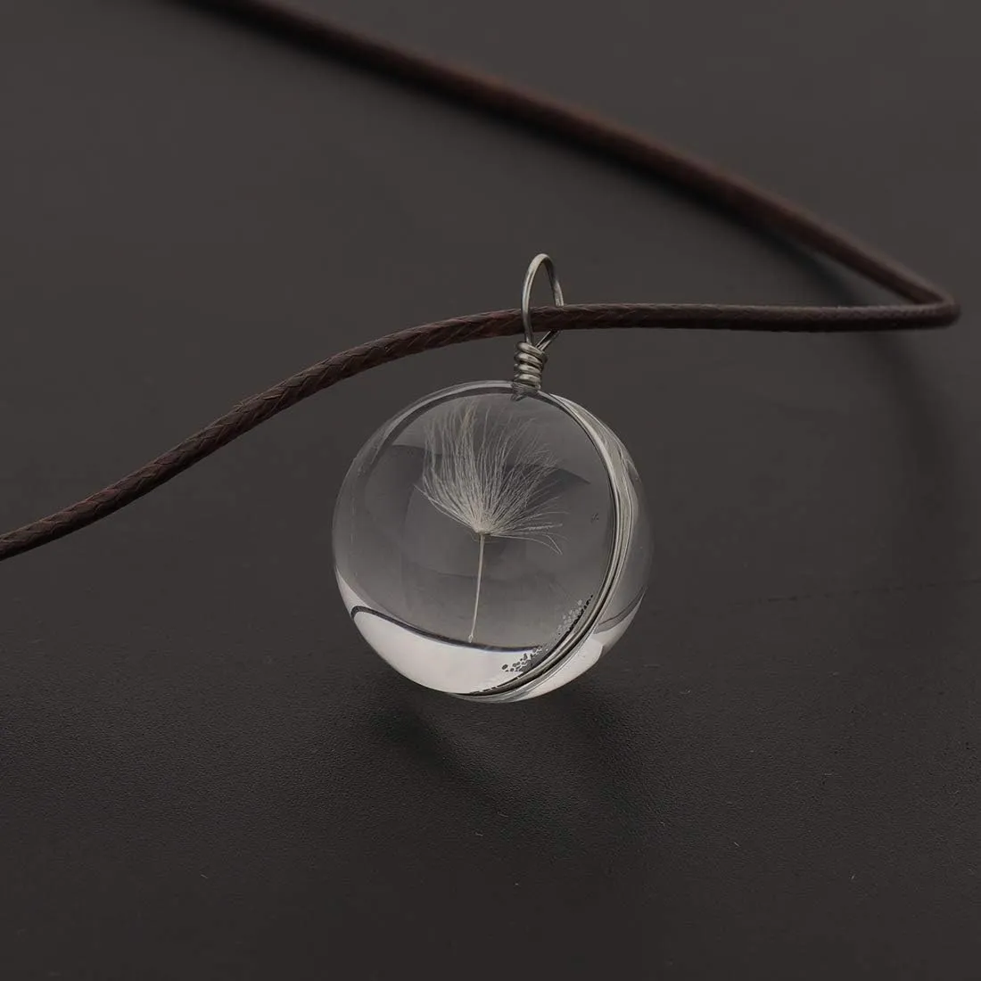 Dandelion Necklace Real Dandelion Seed Inlaying Crystal Ball Necklace Dried Pressed Flower Pendant Necklace Flower Lovers Gift