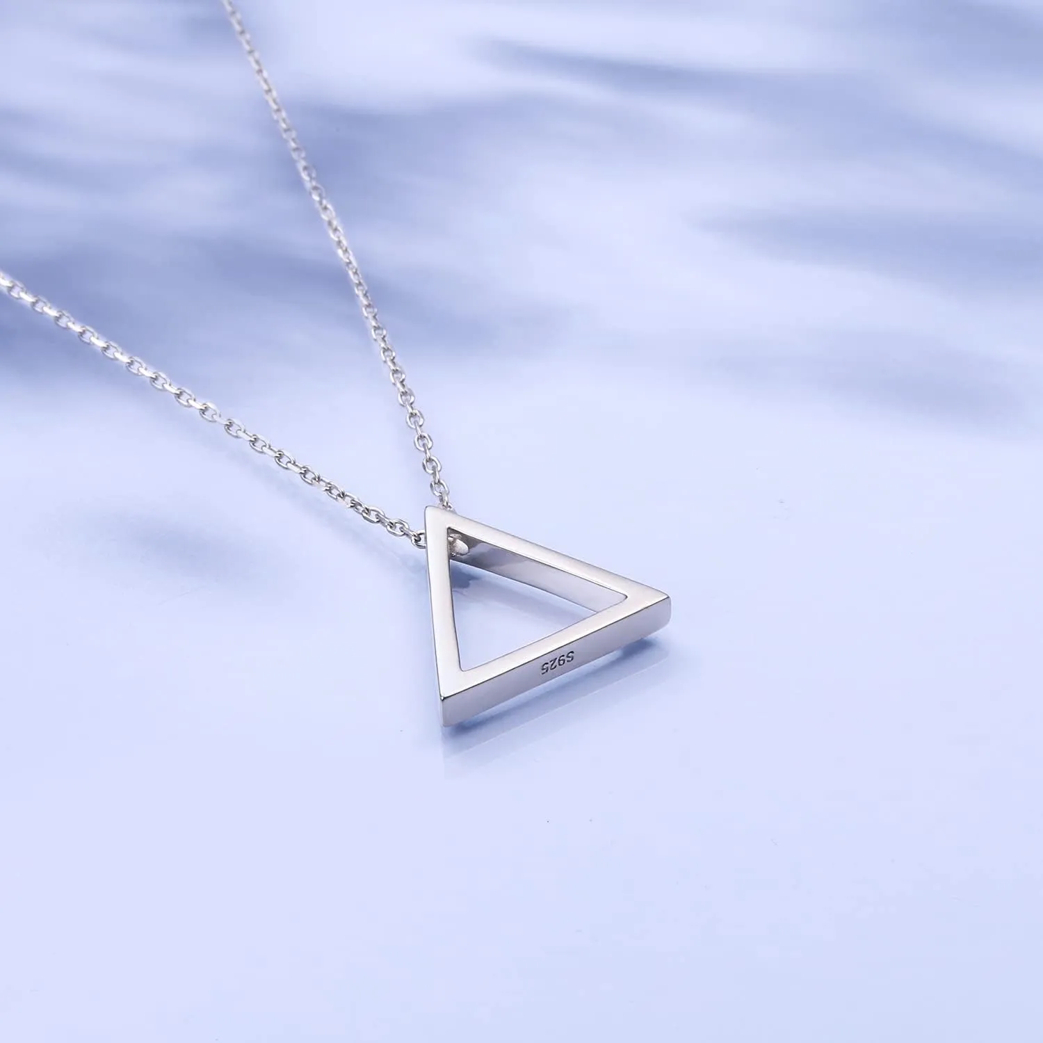DAOCHONG 925 Sterling Silver Geometric Shapes Necklace Triangle/Rectangle/Rhombus/Circle Pendant Necklace for Women Jewelry Gifts