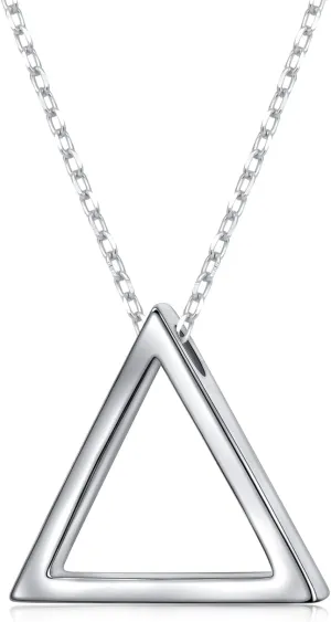 DAOCHONG 925 Sterling Silver Geometric Shapes Necklace Triangle/Rectangle/Rhombus/Circle Pendant Necklace for Women Jewelry Gifts