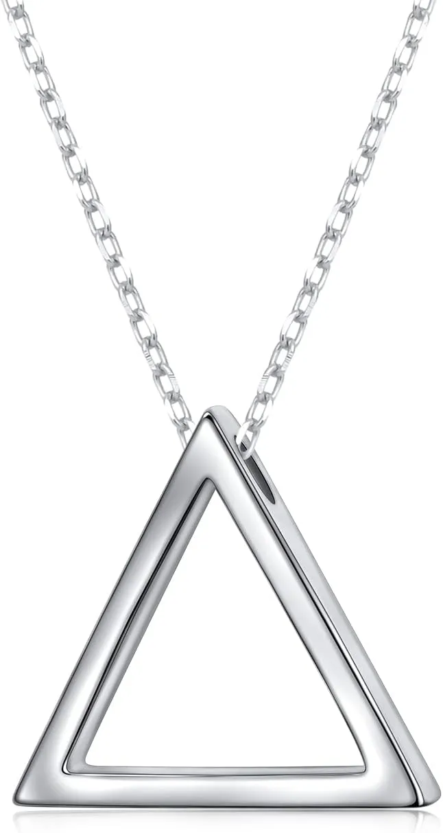 DAOCHONG 925 Sterling Silver Geometric Shapes Necklace Triangle/Rectangle/Rhombus/Circle Pendant Necklace for Women Jewelry Gifts