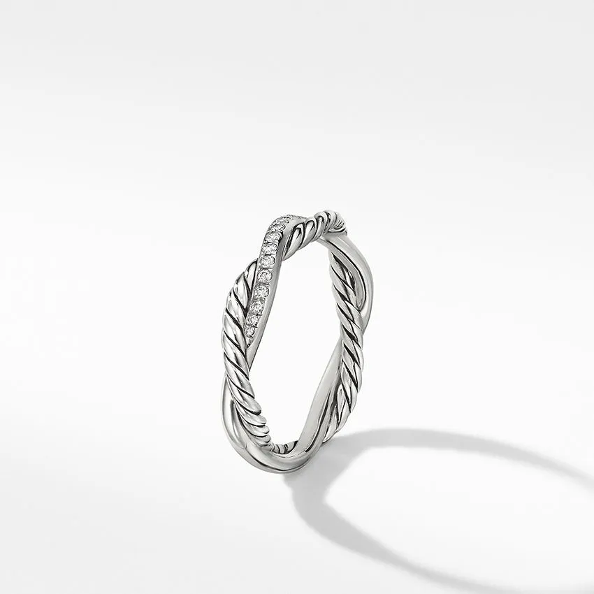 David Yurman Petite Infinity Twisted Ring with Pavé Diamonds