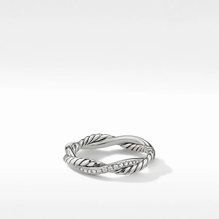 David Yurman Petite Infinity Twisted Ring with Pavé Diamonds