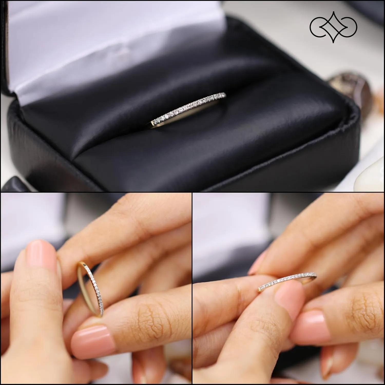 Dazzlingrock Collection 0.08 Cttw Round White Diamond Minimalist Stackable Wedding Band for Women in 10K Solid Gold