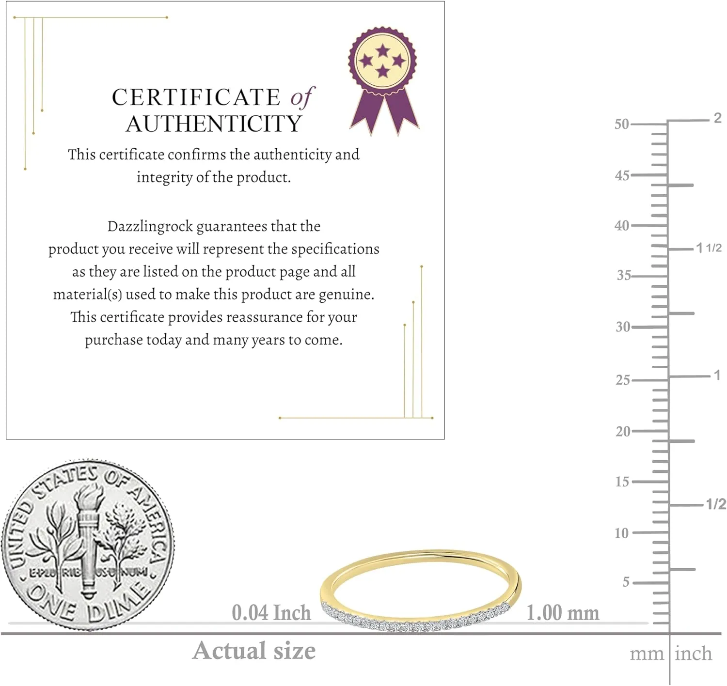 Dazzlingrock Collection 0.08 Cttw Round White Diamond Minimalist Stackable Wedding Band for Women in 10K Solid Gold