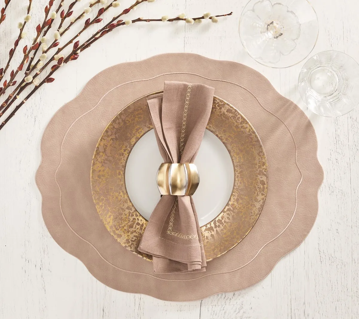 Desert Napkin Ring in Gold & Silver, Set of 4